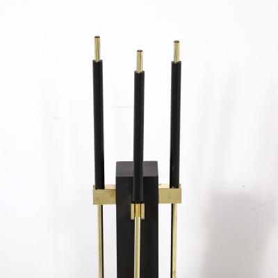 Alessandro Albrizzi Mid Century Modernist Three Piece Fire Tool Set in Brass by Alessandro Albrizzi