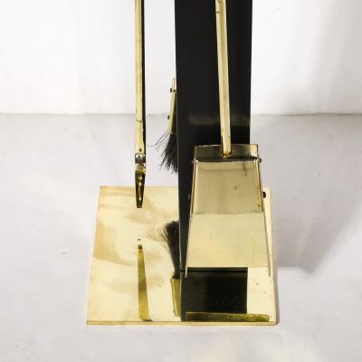 Alessandro Albrizzi Mid Century Modernist Three Piece Fire Tool Set in Brass by Alessandro Albrizzi