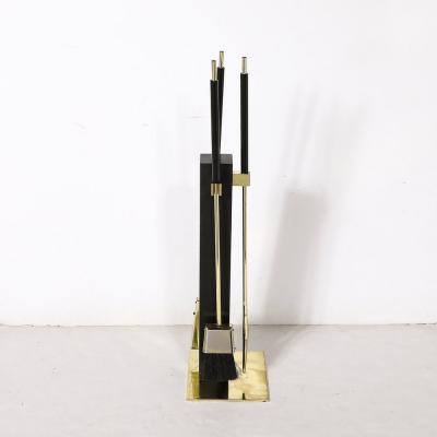 Alessandro Albrizzi Mid Century Modernist Three Piece Fire Tool Set in Brass by Alessandro Albrizzi
