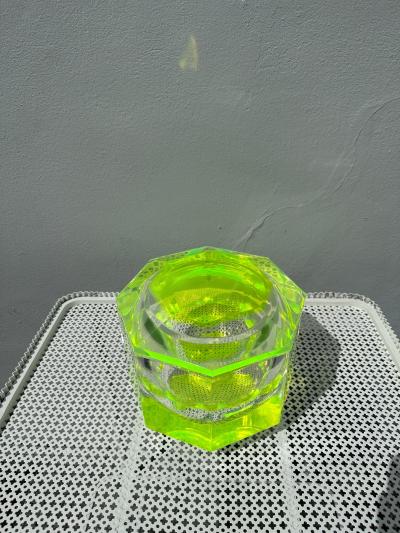 Alessandro Albrizzi Vintage Hexagonal Lucite Ice Bucket w Swivel Top by Albrizzi