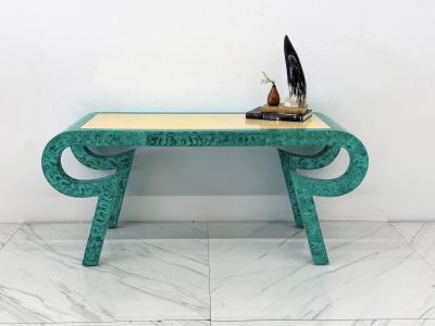 Alessandro Gabrielli Gambalogna Hand Painted Faux Malachite Console Desk Alessandro Baker 1980s
