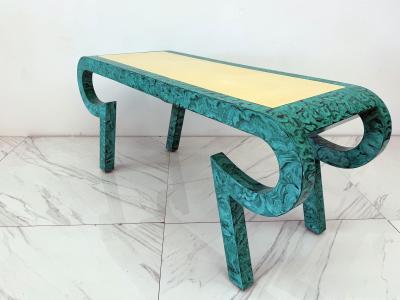 Alessandro Gabrielli Gambalogna Hand Painted Faux Malachite Console Desk Alessandro Baker 1980s