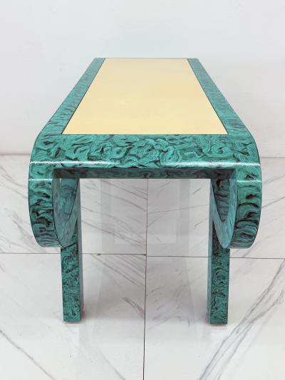 Alessandro Gabrielli Gambalogna Hand Painted Faux Malachite Console Desk Alessandro Baker 1980s