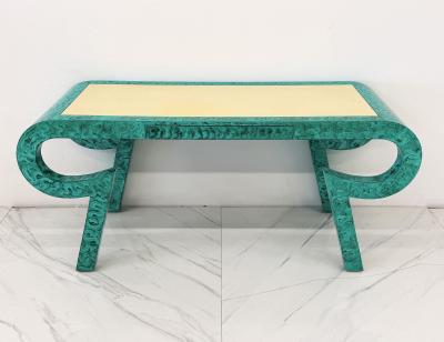 Alessandro Gabrielli Gambalogna Hand Painted Faux Malachite Console Desk Alessandro Baker 1980s