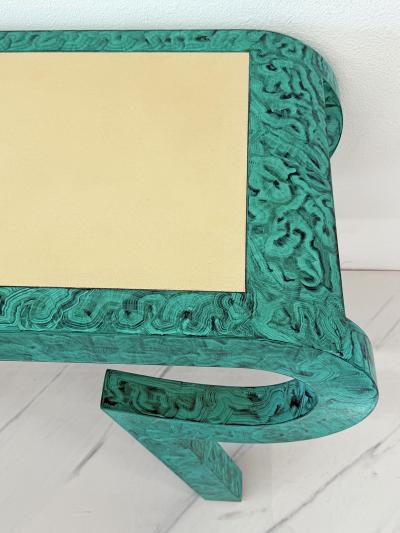 Alessandro Gabrielli Gambalogna Hand Painted Faux Malachite Console Desk Alessandro Baker 1980s