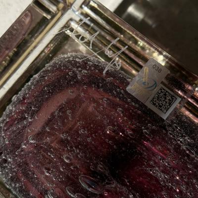 Alessandro Mandruzzato Hand Blown Murano Bubbled Glass Box in Light Amethyst with 24Karat Gold Trim