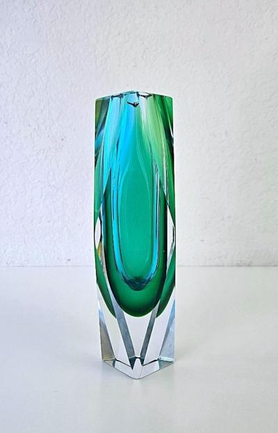 Alessandro Mandruzzato Mandruzzato Blue Green Murano Vase