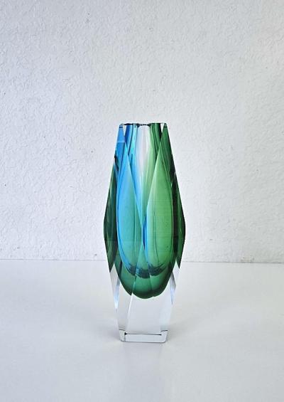 Alessandro Mandruzzato Mandruzzato Blue Green Murano Vase