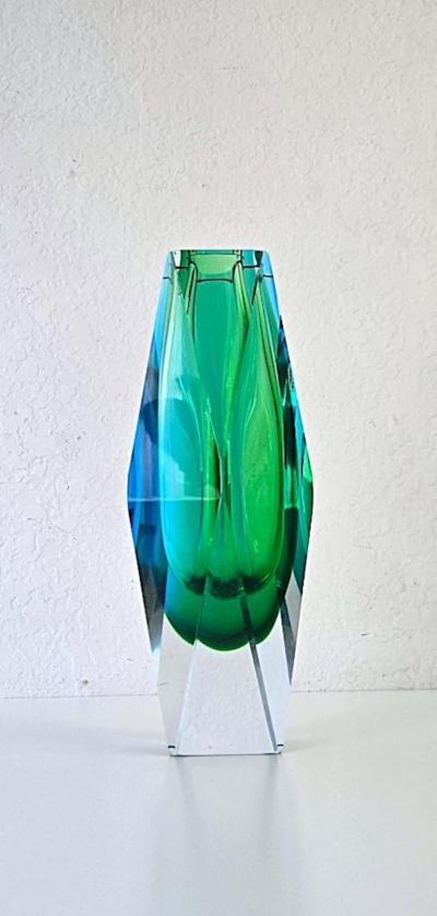 Alessandro Mandruzzato Mandruzzato Blue Green Murano Vase