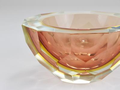 Alessandro Mandruzzato Mandruzzato Sommerso Faceted Caviar Murano Glass Diamond Bowl Italy 1960s
