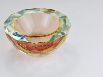 Alessandro Mandruzzato Mandruzzato Sommerso Faceted Caviar Murano Glass Diamond Bowl Italy 1960s