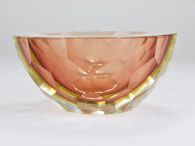 Alessandro Mandruzzato Mandruzzato Sommerso Faceted Caviar Murano Glass Diamond Bowl Italy 1960s