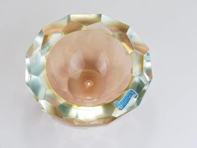 Alessandro Mandruzzato Mandruzzato Sommerso Faceted Caviar Murano Glass Diamond Bowl Italy 1960s