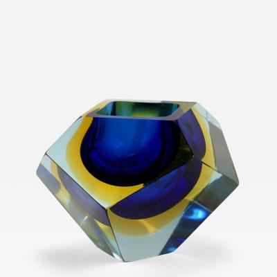 Alessandro Mandruzzato Mandruzzato Sommerso Faceted Diamond Caviar Bowl Murano Glass Italy 1960s