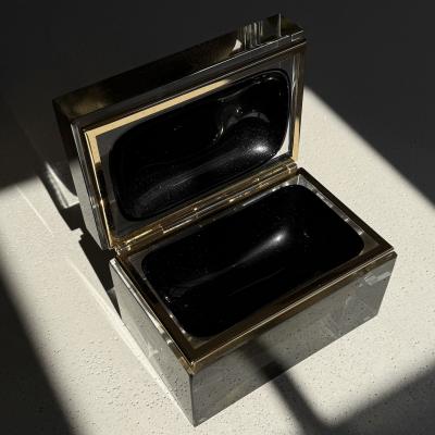 Alessandro Mandruzzato Murano Glass Box in Onyx Black w 24 Karat Gold Flecks
