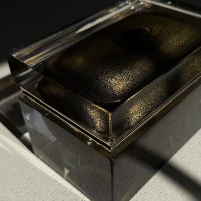 Alessandro Mandruzzato Murano Glass Box in Onyx Black w 24 Karat Gold Flecks
