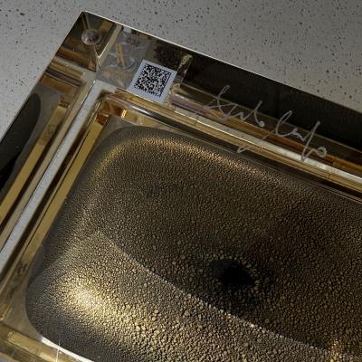 Alessandro Mandruzzato Murano Glass Box in Onyx Black w 24 Karat Gold Flecks