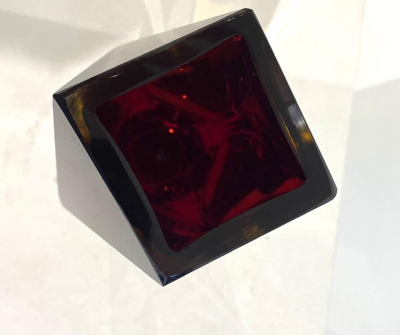 Alessandro Mandruzzato Ruby Red Faceted Glass Vase Murano Sommerso by Alessandro Mandruzzato