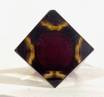 Alessandro Mandruzzato Ruby Red Faceted Glass Vase Murano Sommerso by Alessandro Mandruzzato