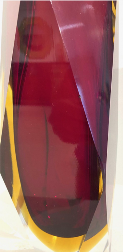 Alessandro Mandruzzato Ruby Red Faceted Glass Vase Murano Sommerso by Alessandro Mandruzzato