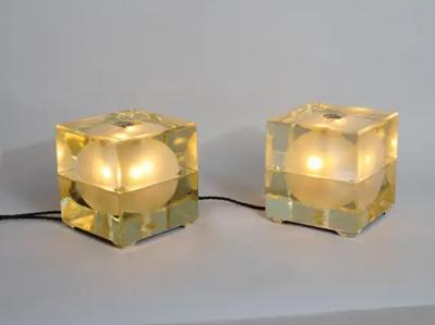 Alessandro Mendini Two pairs of Cubosfera table lights by Alsessandro Mendini Italy c1958