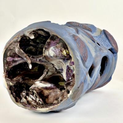 Alessandro Roma Semi Refractory Engobe Glazed Ceramic Sculpture My Head Inside the Nature 