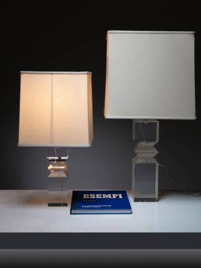 Alessio Tasca Pair of Plexiglass Table Lamps by Alessio Tasca for Fusina