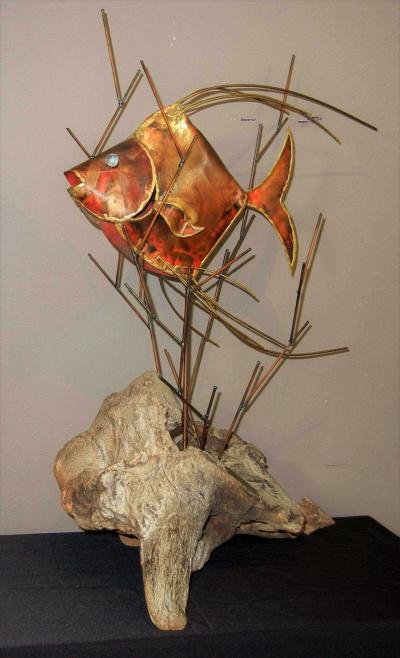 Alex Kovacs Alex Kovacs Large Table Top Metal Angel Fish Sculpture 1976