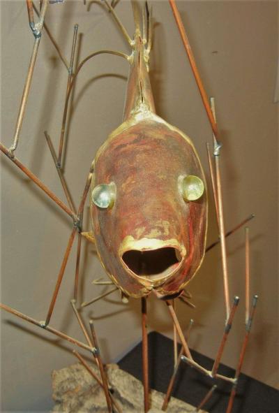 Alex Kovacs Alex Kovacs Large Table Top Metal Angel Fish Sculpture 1976