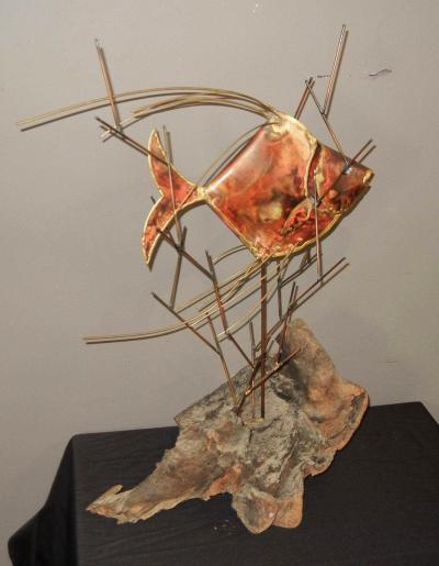 Alex Kovacs Alex Kovacs Large Table Top Metal Angel Fish Sculpture 1976