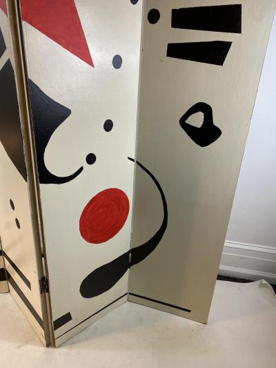 Alexander Calder CALDERESQUE HAND PAINTED WOOD FOUR PANEL STANDING SCREEN