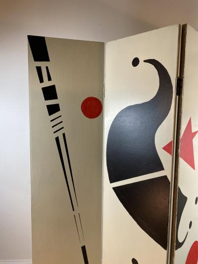 Alexander Calder CALDERESQUE HAND PAINTED WOOD FOUR PANEL STANDING SCREEN