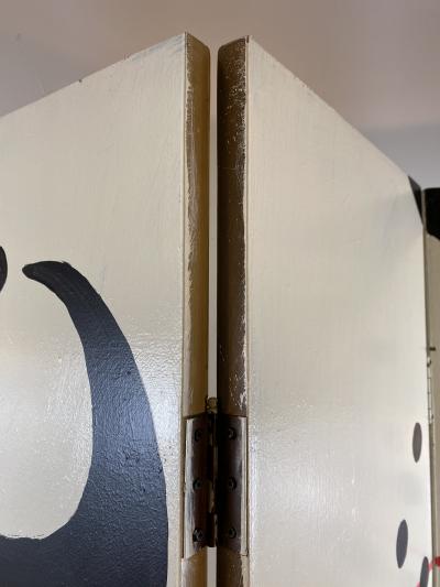 Alexander Calder CALDERESQUE HAND PAINTED WOOD FOUR PANEL STANDING SCREEN