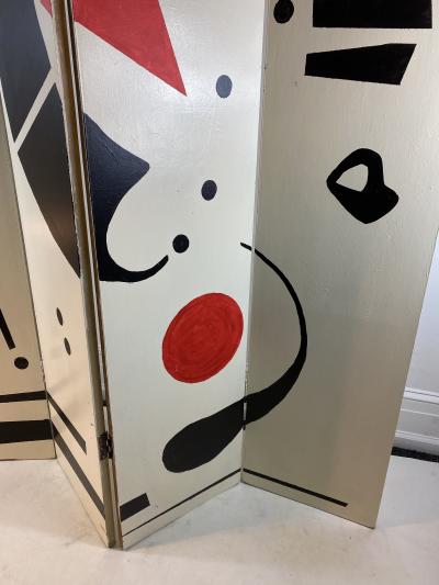 Alexander Calder CALDERESQUE HAND PAINTED WOOD FOUR PANEL STANDING SCREEN