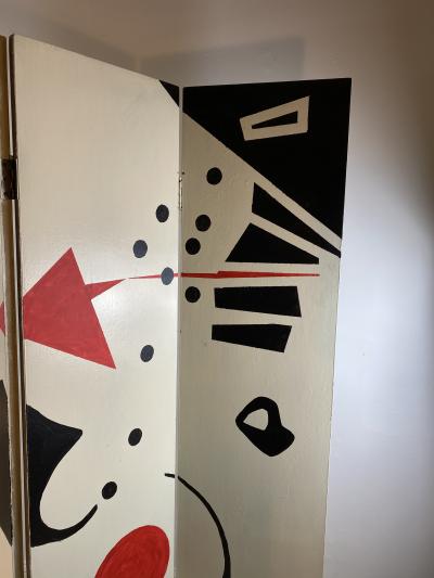 Alexander Calder CALDERESQUE HAND PAINTED WOOD FOUR PANEL STANDING SCREEN
