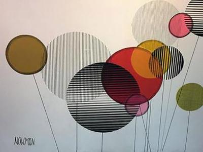 Alexander Calder Large Scale Colorful Modernist Painting in the manner of Alexander Calder