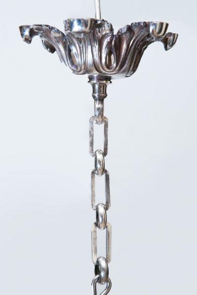 Alexandre Charles Jaume LOUIS XIV STYLE SILVER PLATED BRONZE SIX LIGHT CHANDELIER AFTER A DESIGN