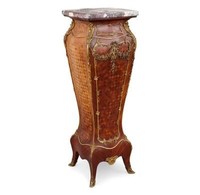 Alexandre Hugnet A pair of gilt bronze parquetry and marble pedestal by Alexandre Hugnet Paris
