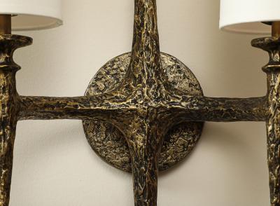 Alexandre Log Cinelli Sculptural Bronze Wall Lights by Alexandre Loge