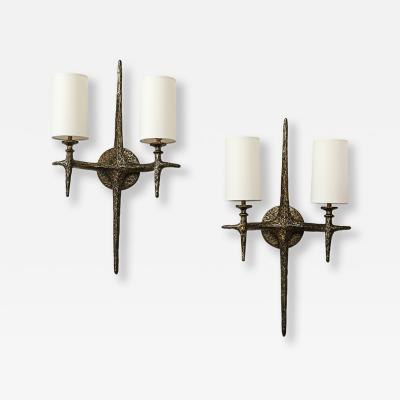 Alexandre Log Cinelli Sculptural Bronze Wall Lights by Alexandre Loge