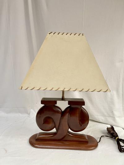 Alexandre Noll 1950s Pair of Sculptural mahogany table lamps in the style of Alexandre Noll