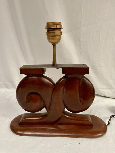 Alexandre Noll 1950s Pair of Sculptural mahogany table lamps in the style of Alexandre Noll