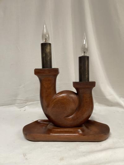 Alexandre Noll 1950s carved wood lamp in the style of Alexandre Noll