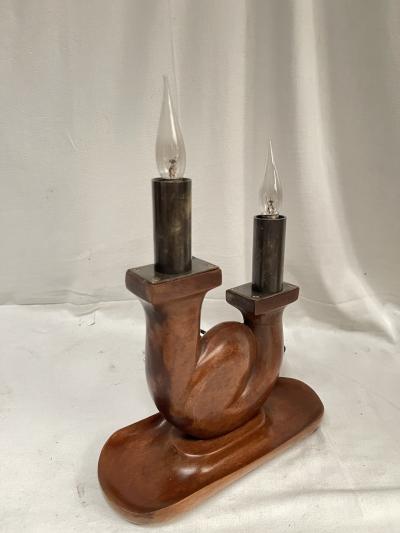 Alexandre Noll 1950s carved wood lamp in the style of Alexandre Noll