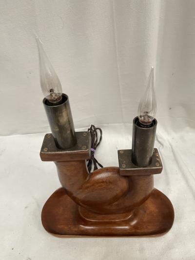 Alexandre Noll 1950s carved wood lamp in the style of Alexandre Noll