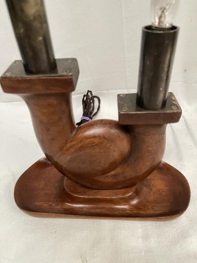 Alexandre Noll 1950s carved wood lamp in the style of Alexandre Noll