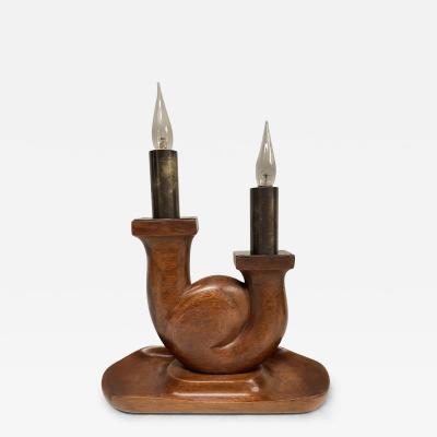 Alexandre Noll 1950s carved wood lamp in the style of Alexandre Noll
