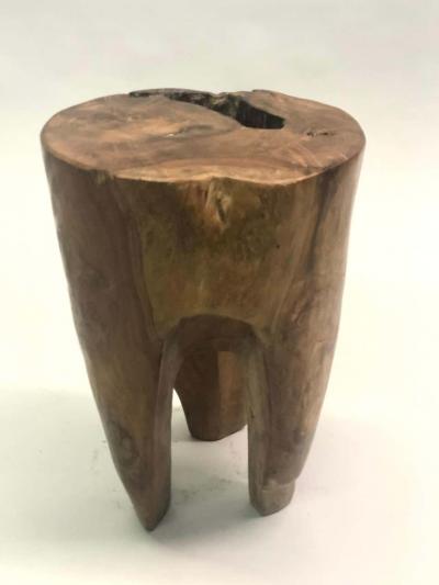 Alexandre Noll Pair of Brutalist Hand Carved Stools or Side Tables Style of Alexandre Noll