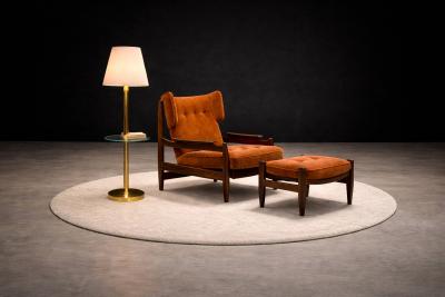 Alexandre Rapoport Alexandre Rapoport Brazilian Rosewood Armchair with Ottoman Burnt Caramel Mohair