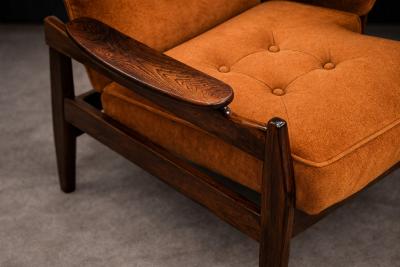 Alexandre Rapoport Alexandre Rapoport Brazilian Rosewood Armchair with Ottoman Burnt Caramel Mohair